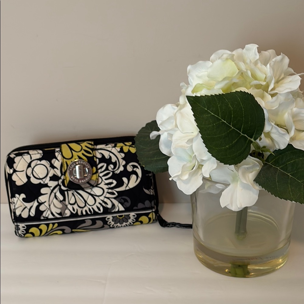 Vera Bradley Floral Black and Yellow Wallet